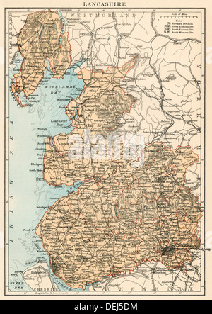 Plan de Lancashire, Angleterre, 1870. Lithographie couleur Banque D'Images