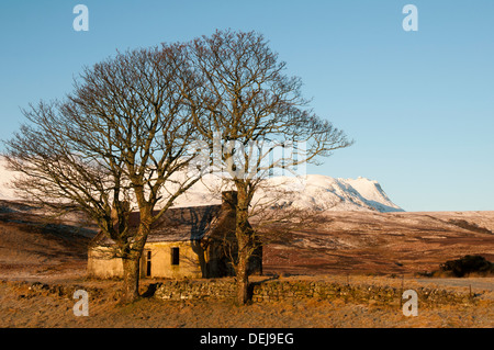 Le Chaonasaid Sgòr haut de Ben loyal de la maison abandonnée au Lettermore, Loch Loyal, près de langue, Sutherland, Scotland, UK Banque D'Images