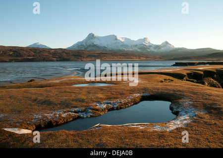 Ben plus de fidèles sur les vasières de Kyle Langue, Sutherland, Scotland, UK Banque D'Images