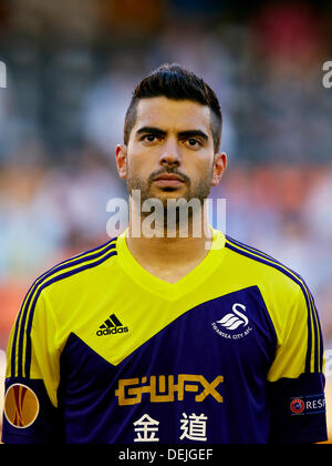 Valence, Espagne. 19e Août, 2013. Defender Jordi Amat de Swansea City regarde sur pendant le match de Ligue Europa entre Valence et Swansea City du stade Mestalla. Credit : Action Plus Sport/Alamy Live News Banque D'Images