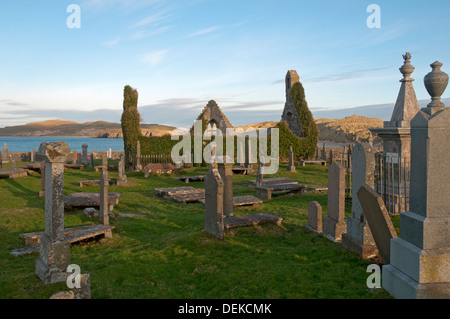 L'ancienne église (datée du 1619) et le cimetière de Balnakeil près de Durness, Sutherland, Scotland, UK. Banque D'Images