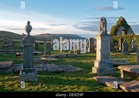 L'ancienne église (datée du 1619) et le cimetière de Balnakeil près de Durness, Sutherland, Scotland, UK. Banque D'Images