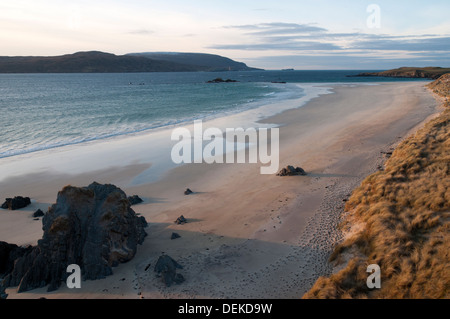 Balnakeil Bay de la plage à un Fharaid, Faraid Head, près de Durness, Sutherland, Scotland, UK. Banque D'Images