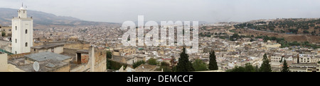 Vue panoramique sur la médina de Fès, Maroc Banque D'Images