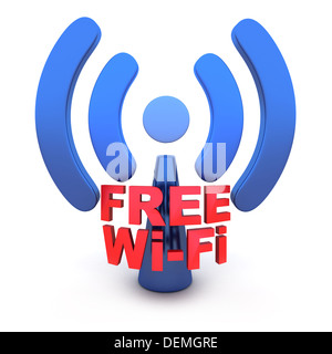 Abstract Wi-fi sur fond blanc (fait en 3d) Banque D'Images