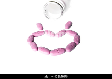 Capsules de renversé prescription rose bouteille. Banque D'Images