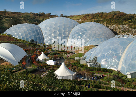 Eden Project,Cornwall,UK,une série de biodomes artificiel avec des collections de plantes,arbres,fleurs de partout dans le monde tropical inc. Banque D'Images