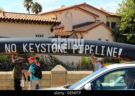 Protestation du pipeline Keystone à Santa Barbara, Californie, États-Unis Banque D'Images