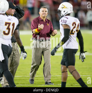 Palo Alto, CA, USA. 21e Août, 2013. 21 septembre 2013 : Arizona State Sun Devils Head coach Todd Graham lors de la NCAA Football match entre le Stanford Cardinal et l'Arizona State Sun Devils Stadium à Stanford à Palo Alto, CA. Stanford a défait l'Arizona 42-28. Credit : Cal Sport Media/Alamy Live News Banque D'Images