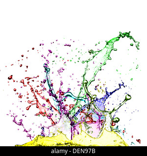Les éclaboussures de couleur sur fond blanc Banque D'Images