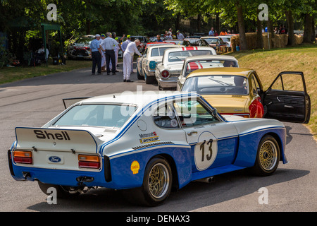 1973 Ford Capri RS 'Cologne' avec chauffeur Emanuele Pirro au Goodwood Festival of Speed 2013, Sussex, UK. Banque D'Images