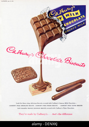 1953 Publicité pour Cadbury's chocolat au lait Banque D'Images