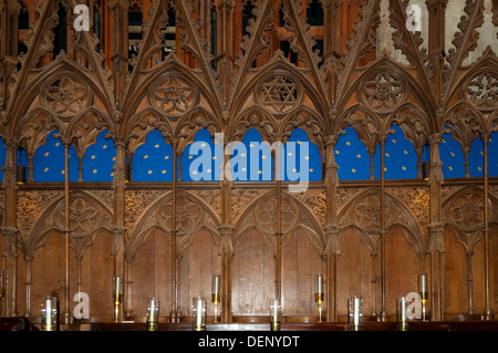 Stalles du choeur de la cathédrale de Winchester, Winchester, Hampshire, Angleterre Banque D'Images