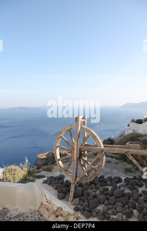 Roue qui tourne sur l'île de Santorin (Grèce) Banque D'Images