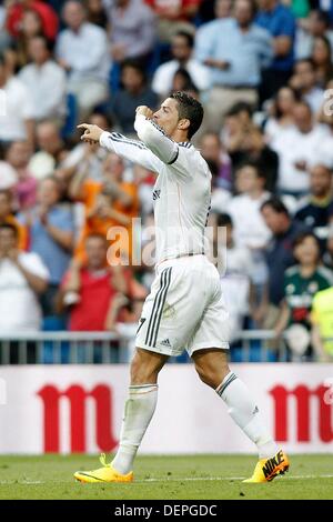 Le Real Madrid Cristiano Ronaldo célèbre but durant la Liga match.septembre 22,2013. Foto © AAP / Acero) Banque D'Images