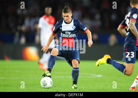 Paris, France. 22 août, 2013. Marco Verratti (PSG) au cours de la Ligue française d'un match entre le Paris Saint-Germain et l'AS Monaco du Parc des Princes. Credit : Action Plus Sport/Alamy Live News Banque D'Images