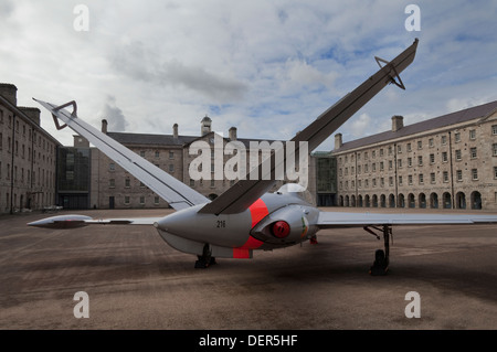 Irish Air Corps retraite Fouga Magister CM.170 avions d'entraînement, Collins Barracks - Musée National d'Irlande, Dublin City. Banque D'Images