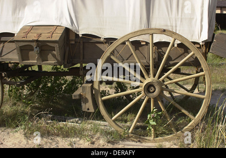 Détail d'un wagon couvert restauré à Scotts Bluff National Monument sur l'Oregon Trail, dans le Nebraska. Photographie numérique Banque D'Images