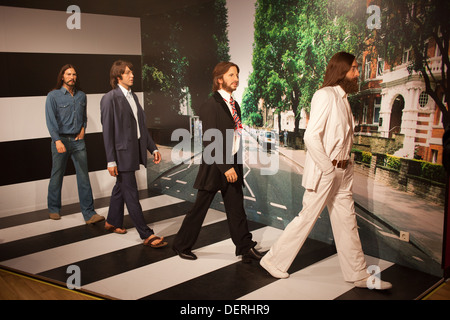 Les Beatles en cire Madame Tussauds Amsterdam, Hollande, Pays-Bas. Banque D'Images