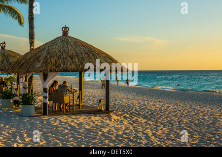 Coucher du soleil Bucuti Beach Resort Aruba Banque D'Images