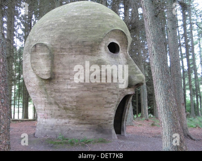 Silvas Capitalis ou chef des forêts l'Art Moderne Sculpture, forêt de Kielder, Northumberland, England, UK Banque D'Images