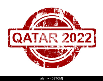 Qatar 2022 stamp isolé sur fond blanc. Banque D'Images