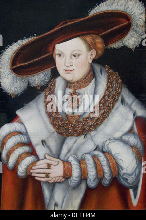 Lucas Cranach l'ancien - Portrait de Magdalena de Saxe, épouse de l'électeur Joachim II de Brandebourg - 1529 - L'Institut d'Art Banque D'Images