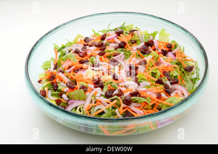 Salade colorée mixtes de cranberry et de carottes avec feuilles de laitue et de bébé Banque D'Images