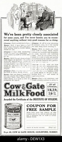 Publicité Publicité originale des années 1920 &VACHE LAIT PORTE Aliments pour bébés et les invalides, revues de consommateurs annonce vers 1924 Banque D'Images