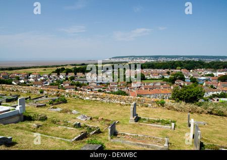 Avis de Weston-super-mare de St Nicholas Church Hill, en montée, Somerset, Angleterre. Banque D'Images