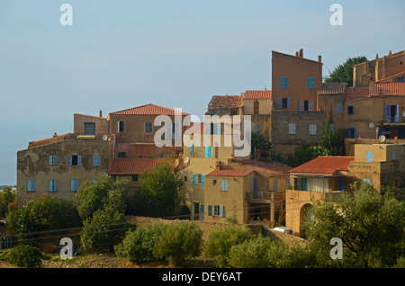 Le petit village de Pigna, Pigna, Corse, France Banque D'Images