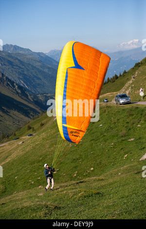 Vallée du Glandon deltaplane Rhone Alpes France Banque D'Images