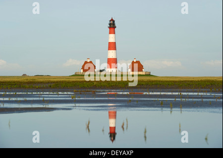 Westerheversand, phare de Westerhever, Eiderstedt, Frise du Nord, Schleswig-Holstein Banque D'Images