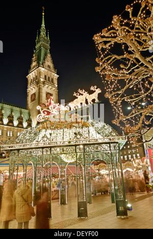 Marché de Noël sur la place Rathausmarkt Hambourg, Hambourg Banque D'Images