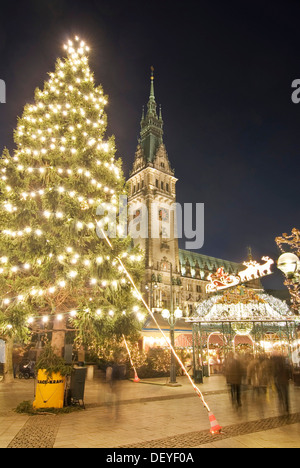 Marché de Noël sur la place Rathausmarkt Hambourg, Hambourg Banque D'Images