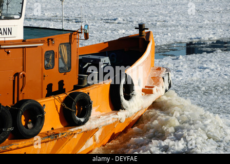 Johannes Dalmann-glace dans le port de Hambourg en hiver, Hambourg Banque D'Images