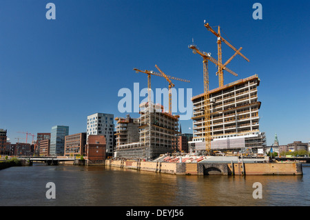 Site de construction pour la nouvelle maison d'édition Spiegel sur Ericusspitze, Oberhafen harbour, Hambourg Banque D'Images