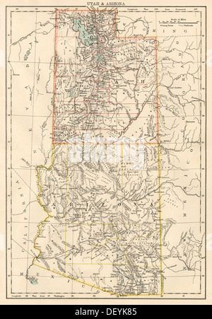 Site de l'Utah et l'Arizona les territoires, 1870. Lithographie couleur Banque D'Images