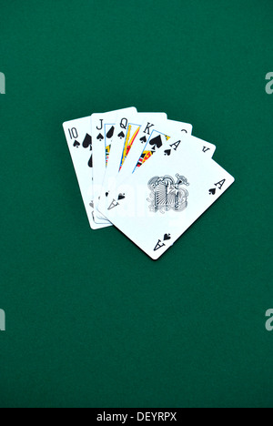 Royal Flush, jouer aux cartes, poker Banque D'Images