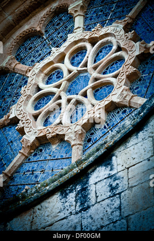 Rosace, Monastère de Santes Creus, partie de la Route cistercienne à Tarragone, Catalogne, Espagne, Europe Banque D'Images