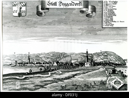 Deggendorf, Thuringe, Bavière, du livre Topographie Bayern par M. Wenning, vers 1700 Banque D'Images