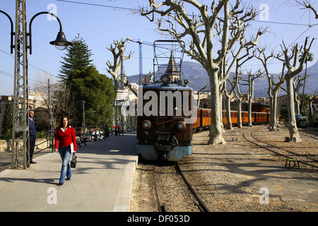 EL TREN train station à Soller, Majorque, Îles Baléares, Espagne Banque D'Images