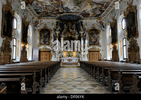 Vue de l'intérieur de l'Église Asamkirche église, église Saint Maria de Victoria, Ingolstadt sur le Danube, en Bavière Banque D'Images