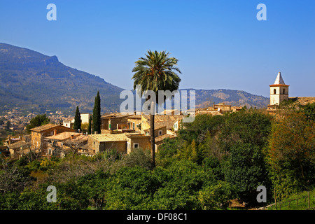 Vue village Biniaraix près de Soller, Majorque, Îles Baléares, Espagne Banque D'Images