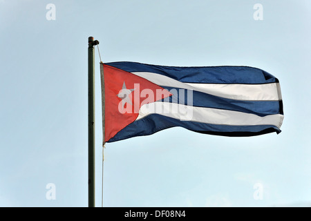 Drapeau cubain au vent, Cuba Banque D'Images