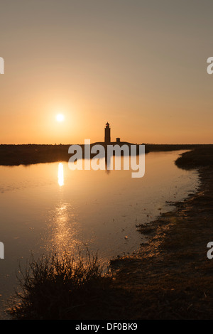 Phare, petite île de Langeness, Frise du Nord, Schleswig-Holstein, Allemagne du nord Banque D'Images