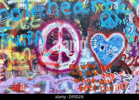 John Lennon wall, graffiti, Prague, République Tchèque Banque D'Images