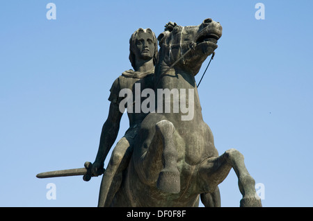 L'EUROPE, Grèce, Thessaloniki, Alexandre le grand monument situé sur le bord de l'Alexander, à cheval Banque D'Images