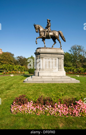 États-unis D'AMÉRIQUE, USA, New England, Massachusetts, Boston, Boston Common, statue de George Washington Banque D'Images