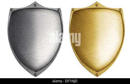 Shields fabriqués en bronze et acier metal Banque D'Images